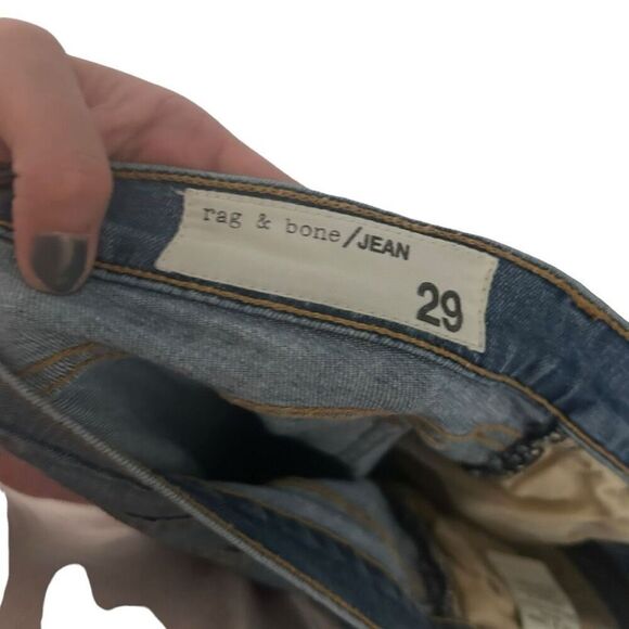 Rag & Bone Distressed High Waist Ankle Slim Fit Denim Boyfriend Jeans Blue Sz 29 - Picture 10 of 13